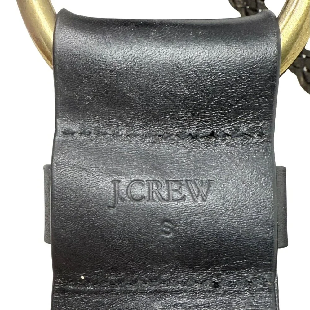 J.Crew Black Wide Woven Leather Belt Brass D Rings Reenactment Cosplay‎ Small